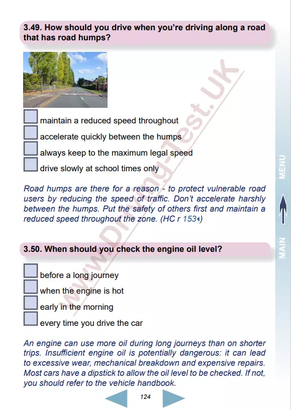 13. UK Driving Theory Test DVSA - Capitolul 3: Banca de întrebări de revizuire